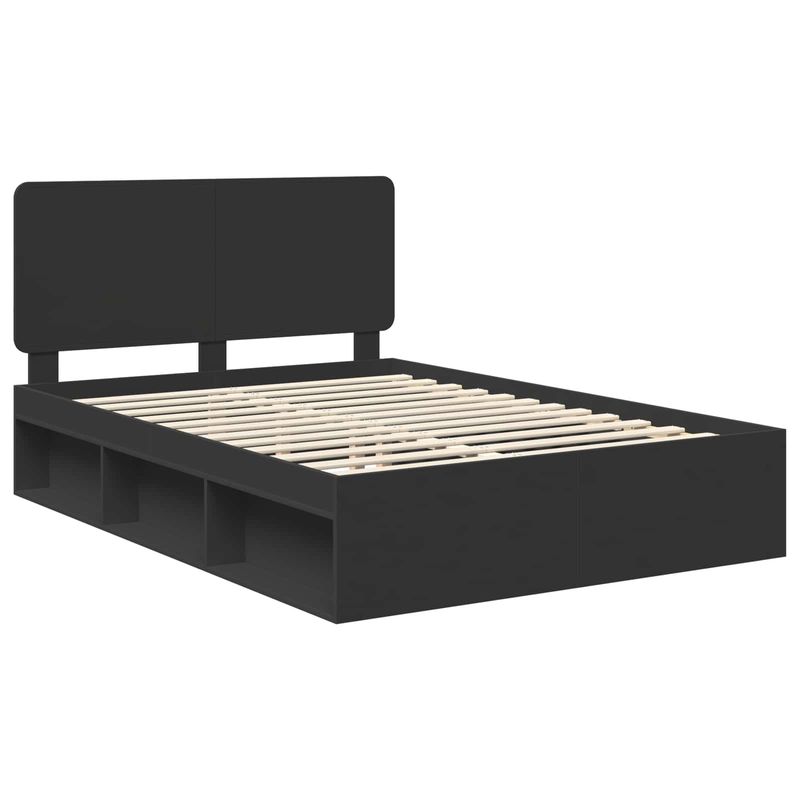 Casa si Gradina - Mobilier - Paturi si accesorii - Paturi - Cadru de pat cu headboard Negru 150 x 200 cm Lemn de pin masiv - Infinity.ro