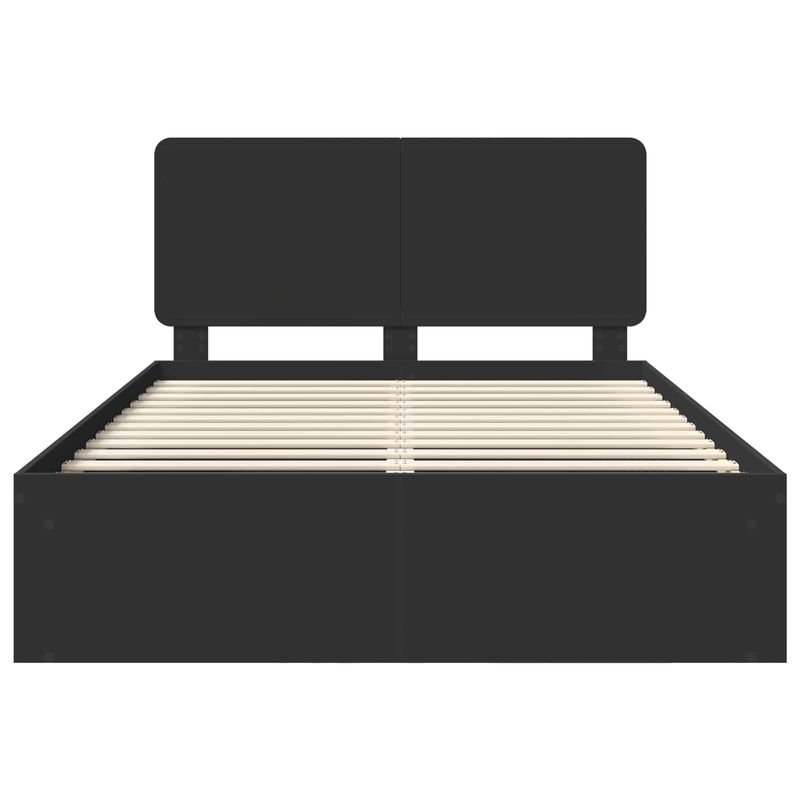 Casa si Gradina - Mobilier - Paturi si accesorii - Paturi - Cadru de pat cu headboard Negru 150 x 200 cm Lemn de pin masiv - Infinity.ro