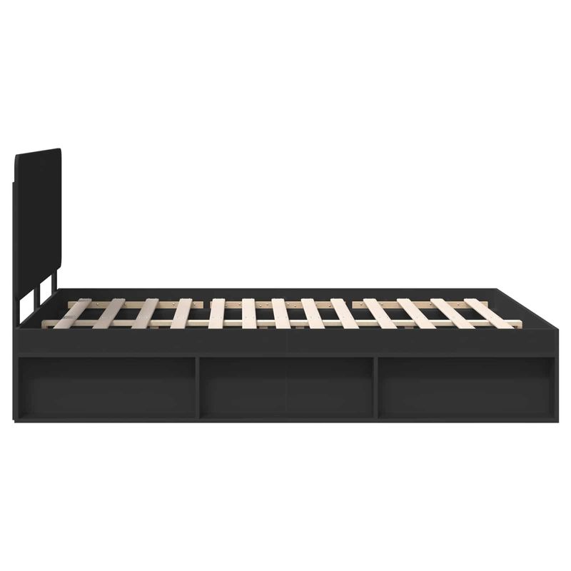 Casa si Gradina - Mobilier - Paturi si accesorii - Paturi - Cadru de pat cu headboard Negru 150 x 200 cm Lemn de pin masiv - Infinity.ro
