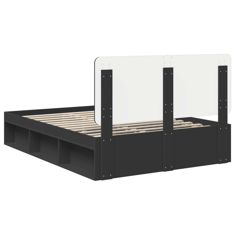 Casa si Gradina - Mobilier - Paturi si accesorii - Paturi - Cadru de pat cu headboard Negru 150 x 200 cm Lemn de pin masiv - Infinity.ro