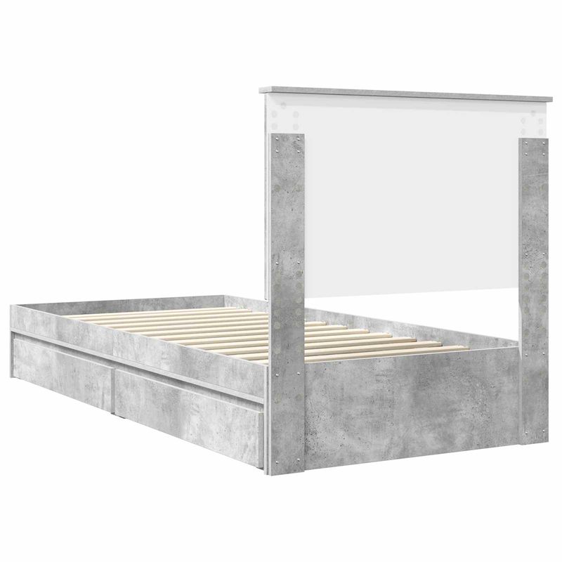 Casa si Gradina - Mobilier - Paturi si accesorii - Paturi - Pat cu storage Gri din beton 90 x 190 cm Lemn compozit - Infinity.ro