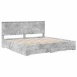 Casa si Gradina - Mobilier - Paturi si accesorii - Paturi - Cadru de pat cu sertar Gri din beton 200 x 200 cm Lemn compozit - Infinity.ro