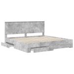 Casa si Gradina - Mobilier - Paturi si accesorii - Paturi - Cadru de pat cu sertar Gri din beton 200 x 200 cm Lemn compozit - Infinity.ro