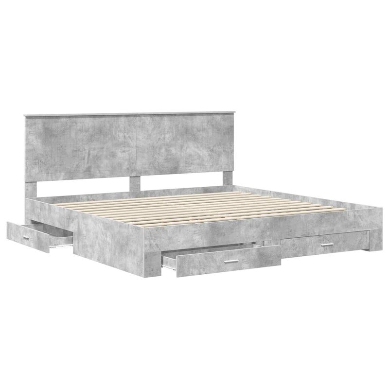 Casa si Gradina - Mobilier - Paturi si accesorii - Paturi - Cadru de pat cu sertar Gri din beton 200 x 200 cm Lemn compozit - Infinity.ro