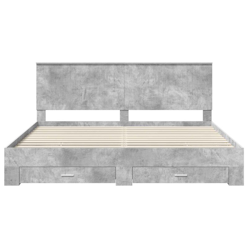 Casa si Gradina - Mobilier - Paturi si accesorii - Paturi - Cadru de pat cu sertar Gri din beton 200 x 200 cm Lemn compozit - Infinity.ro
