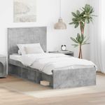 Casa si Gradina - Mobilier - Paturi si accesorii - Paturi - Cadru de pat Gri Concret 90 x 190 cm Lemn de pin masiv - Infinity.ro