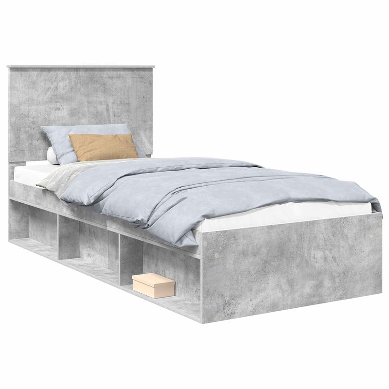 Casa si Gradina - Mobilier - Paturi si accesorii - Paturi - Cadru de pat Gri Concret 90 x 190 cm Lemn de pin masiv - Infinity.ro