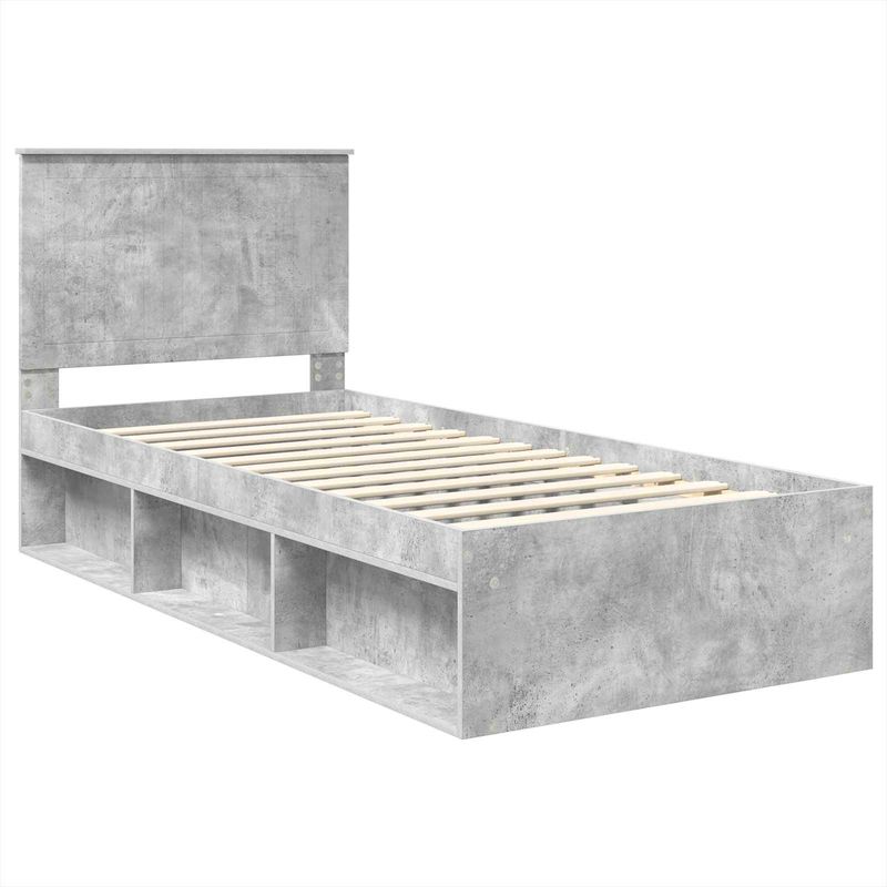 Casa si Gradina - Mobilier - Paturi si accesorii - Paturi - Cadru de pat Gri Concret 90 x 190 cm Lemn de pin masiv - Infinity.ro