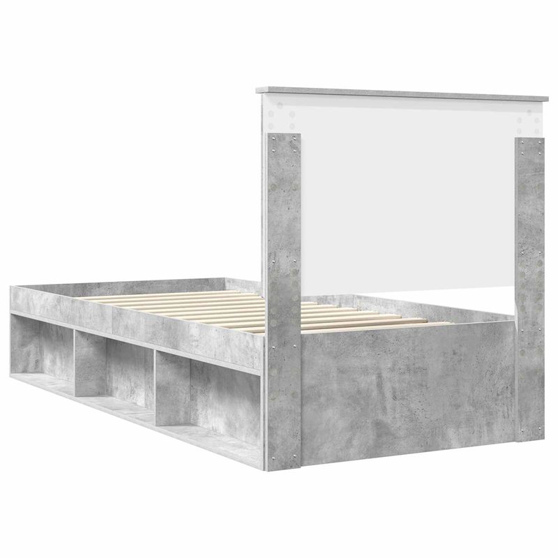 Casa si Gradina - Mobilier - Paturi si accesorii - Paturi - Cadru de pat Gri Concret 90 x 190 cm Lemn de pin masiv - Infinity.ro