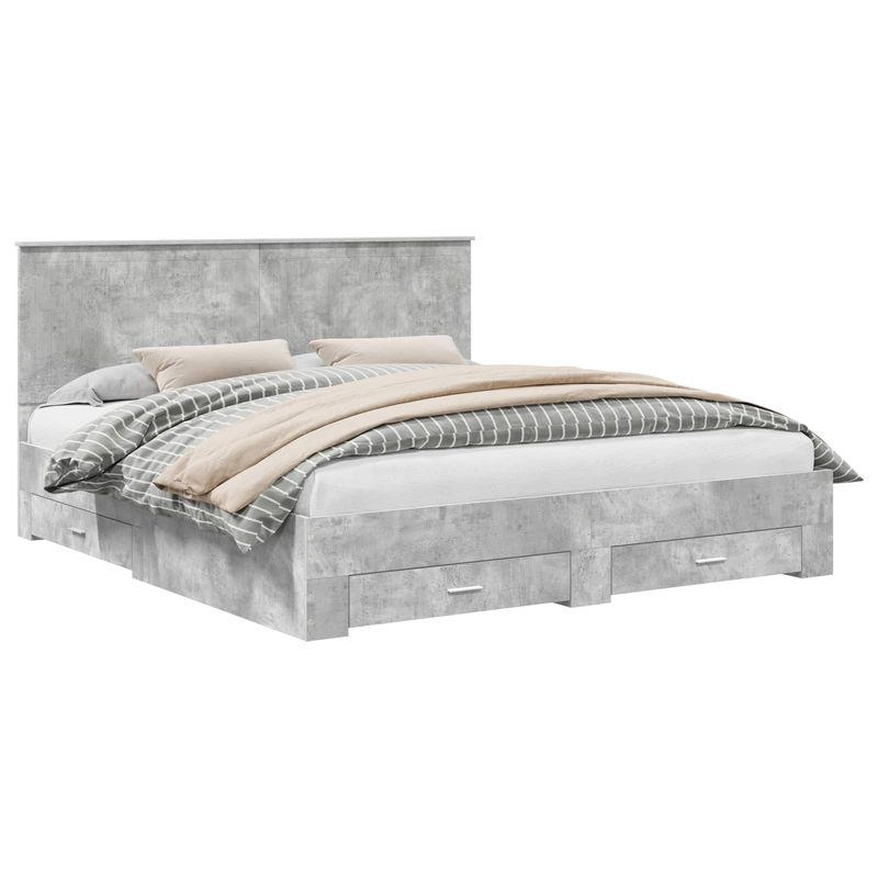 Casa si Gradina - Mobilier - Paturi si accesorii - Paturi - Cadru de pat cu sertar Gri din beton 180 x 200 cm Lemn compozit - Infinity.ro