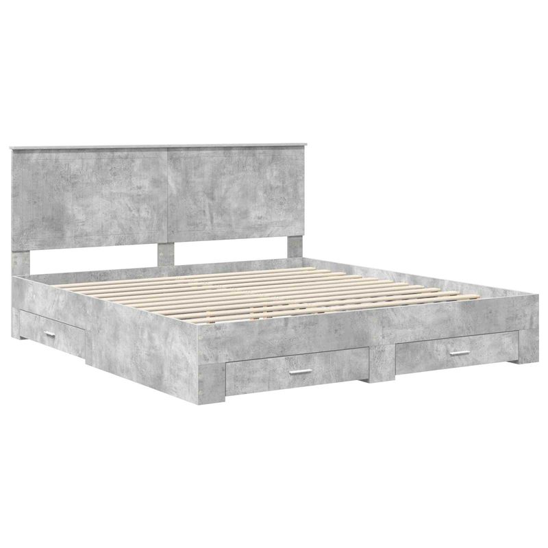 Casa si Gradina - Mobilier - Paturi si accesorii - Paturi - Cadru de pat cu sertar Gri din beton 180 x 200 cm Lemn compozit - Infinity.ro