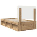 Casa si Gradina - Mobilier - Paturi si accesorii - Paturi - Cadru de pat Stejar artizanal 90 x 190 cm Lemn de pin masiv - Infinity.ro