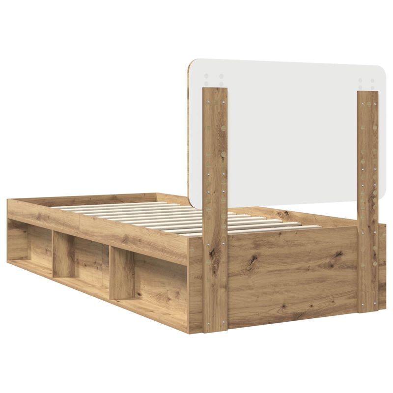 Casa si Gradina - Mobilier - Paturi si accesorii - Paturi - Cadru de pat Stejar artizanal 90 x 190 cm Lemn de pin masiv - Infinity.ro