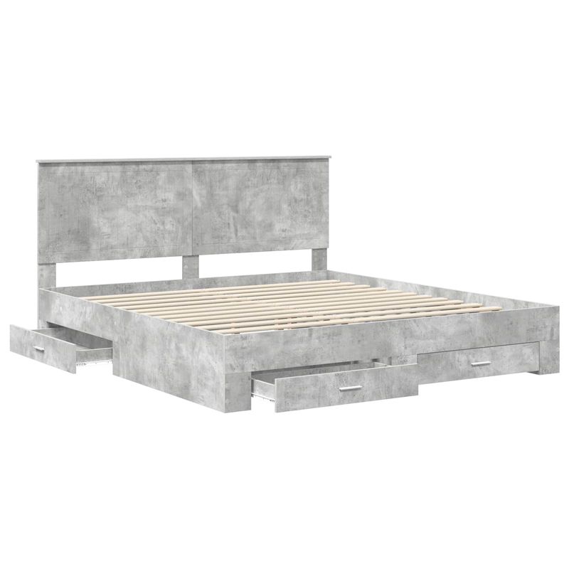 Casa si Gradina - Mobilier - Paturi si accesorii - Paturi - Cadru de pat cu sertar Gri din beton 180 x 200 cm Lemn compozit - Infinity.ro