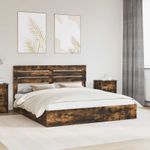 Casa si Gradina - Mobilier - Paturi si accesorii - Paturi - Pat cu storage Stejar fumuriu 180 x 200 cm Lemn compozit - Infinity.ro
