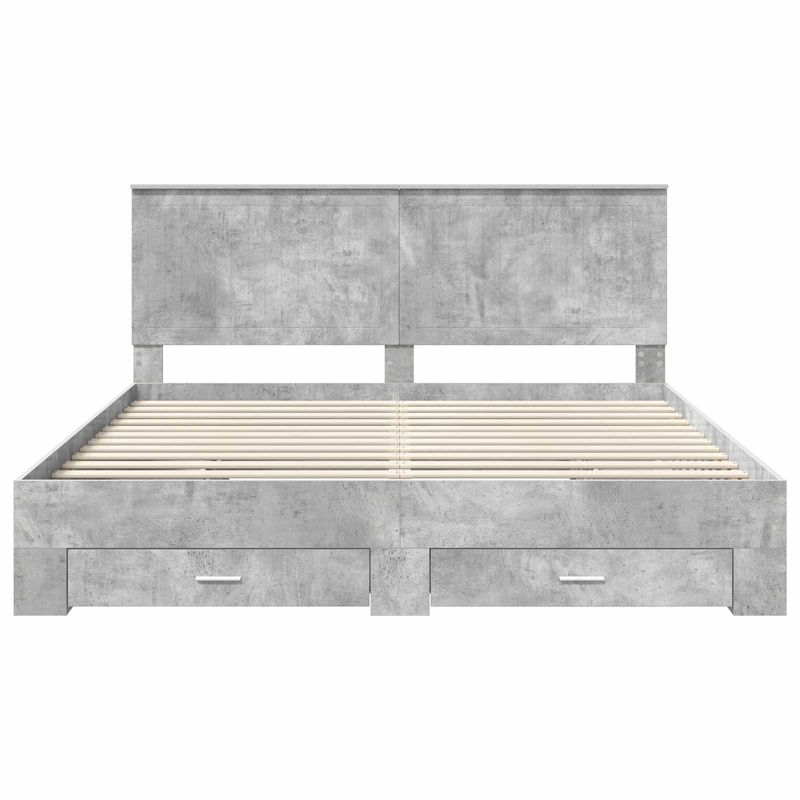 Casa si Gradina - Mobilier - Paturi si accesorii - Paturi - Cadru de pat cu sertar Gri din beton 180 x 200 cm Lemn compozit - Infinity.ro