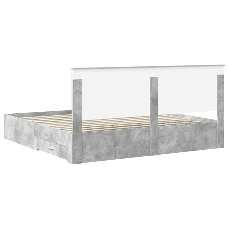 Casa si Gradina - Mobilier - Paturi si accesorii - Paturi - Cadru de pat cu sertar Gri din beton 180 x 200 cm Lemn compozit - Infinity.ro