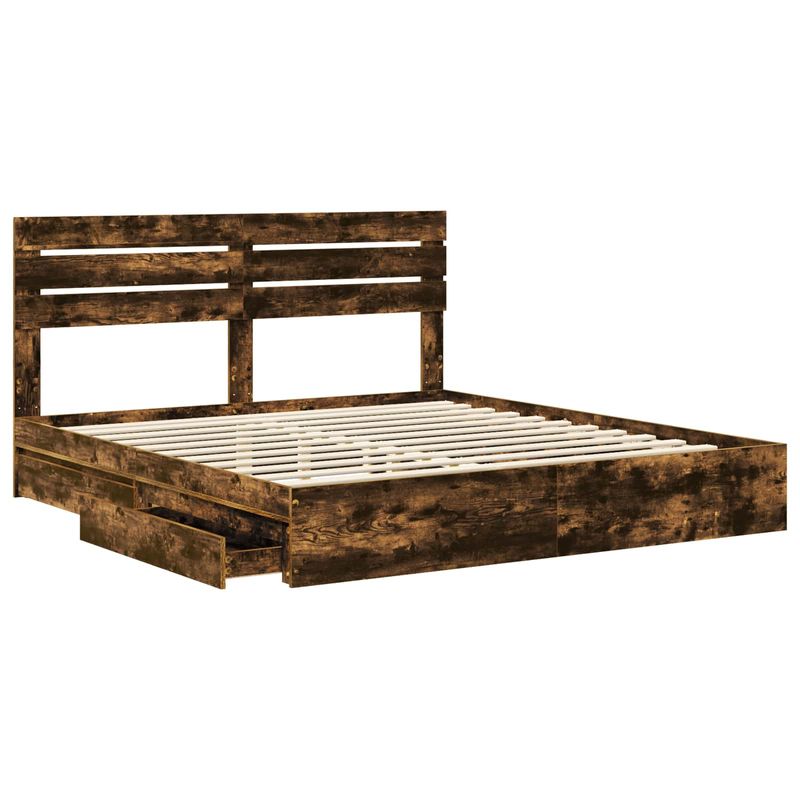 Casa si Gradina - Mobilier - Paturi si accesorii - Paturi - Pat cu storage Stejar fumuriu 180 x 200 cm Lemn compozit - Infinity.ro