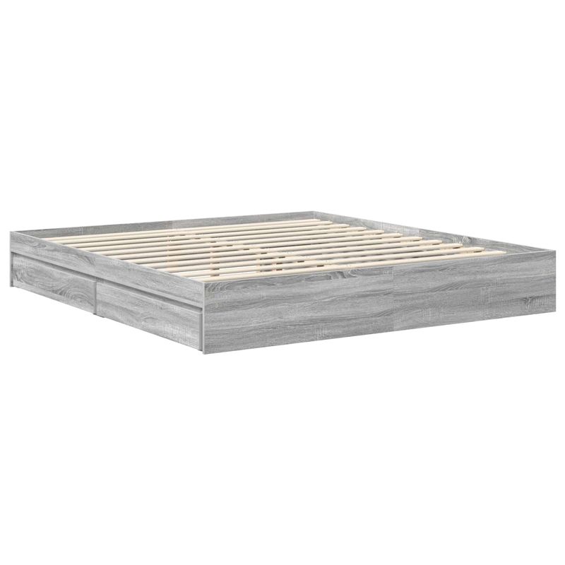 Casa si Gradina - Mobilier - Paturi si accesorii - Paturi - Pat cu storage Stejar fumuriu 180 x 200 cm Lemn compozit - Infinity.ro
