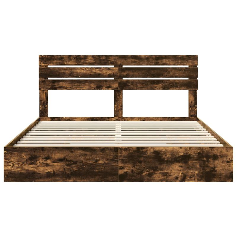 Casa si Gradina - Mobilier - Paturi si accesorii - Paturi - Pat cu storage Stejar fumuriu 180 x 200 cm Lemn compozit - Infinity.ro