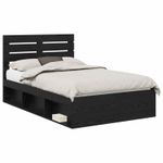 Casa si Gradina - Mobilier - Paturi si accesorii - Paturi - Cadru de pat cu headboard Negru 135 x 190 cm Lemn de pin masiv - Infinity.ro