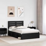 Casa si Gradina - Mobilier - Paturi si accesorii - Paturi - Cadru de pat cu headboard Negru 135 x 190 cm Lemn de pin masiv - Infinity.ro