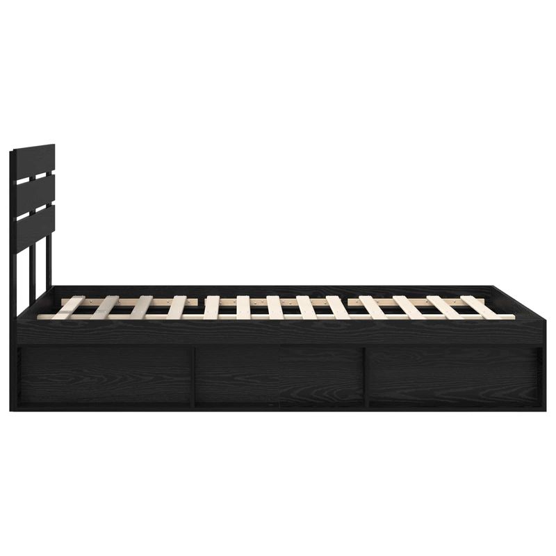 Casa si Gradina - Mobilier - Paturi si accesorii - Paturi - Cadru de pat cu headboard Negru 135 x 190 cm Lemn de pin masiv - Infinity.ro