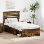Casa si Gradina - Mobilier - Paturi si accesorii - Paturi - Cadru de pat Stejar fumuriu 75 x 190 cm Lemn de pin masiv - Infinity.ro