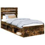 Casa si Gradina - Mobilier - Paturi si accesorii - Paturi - Cadru de pat Stejar fumuriu 75 x 190 cm Lemn de pin masiv - Infinity.ro