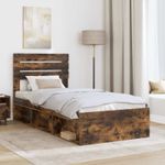 Casa si Gradina - Mobilier - Paturi si accesorii - Paturi - Cadru de pat Stejar fumuriu 75 x 190 cm Lemn de pin masiv - Infinity.ro