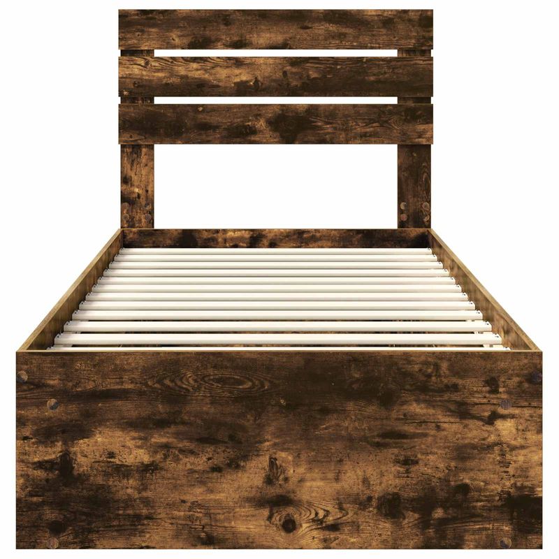 Casa si Gradina - Mobilier - Paturi si accesorii - Paturi - Cadru de pat Stejar fumuriu 75 x 190 cm Lemn de pin masiv - Infinity.ro