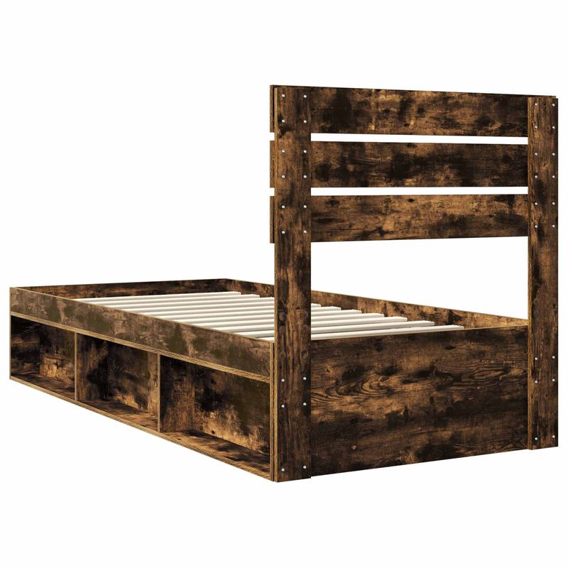 Casa si Gradina - Mobilier - Paturi si accesorii - Paturi - Cadru de pat Stejar fumuriu 75 x 190 cm Lemn de pin masiv - Infinity.ro