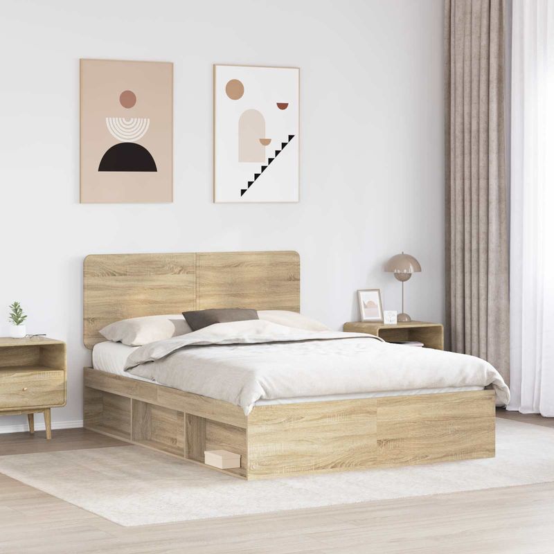 Casa si Gradina - Mobilier - Paturi si accesorii - Paturi - Cadru de pat cu headboard Sonoma 140 x 200 cm Lemn de pin masiv - Infinity.ro