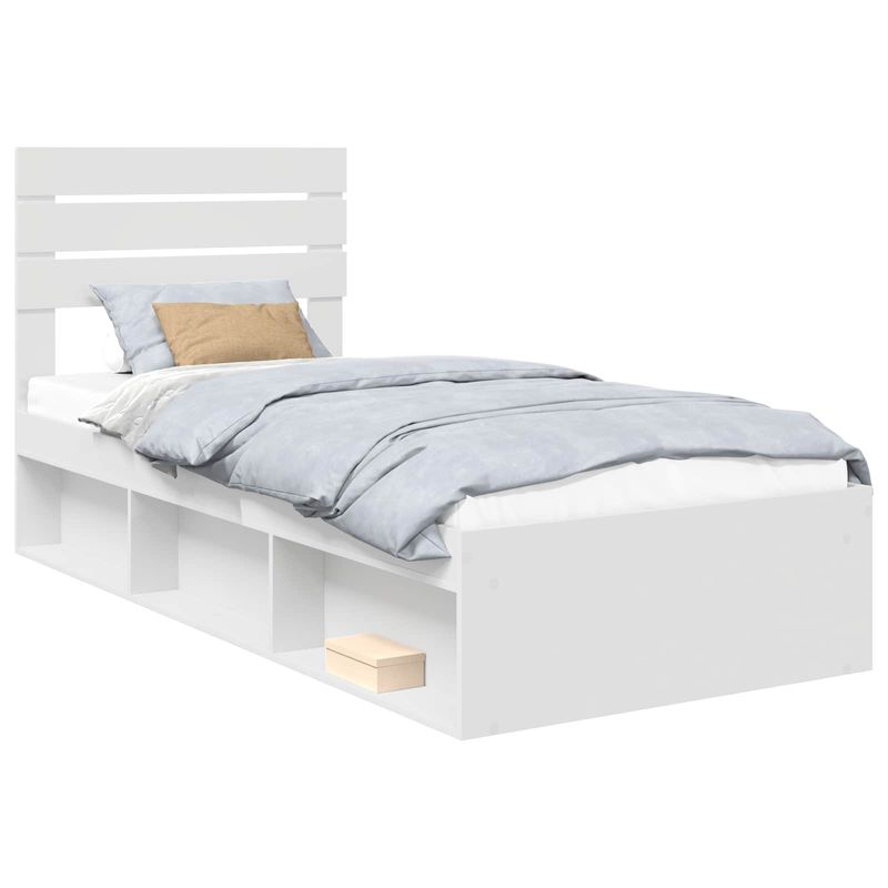 Casa si Gradina - Mobilier - Paturi si accesorii - Paturi - Cadru de pat cu headboard Alb 100 x 200 cm Lemn de pin masiv - Infinity.ro