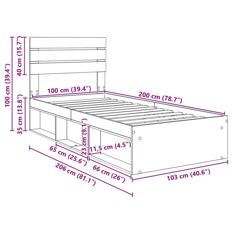 Casa si Gradina - Mobilier - Paturi si accesorii - Paturi - Cadru de pat cu headboard Alb 100 x 200 cm Lemn de pin masiv - Infinity.ro