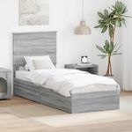 Casa si Gradina - Mobilier - Paturi si accesorii - Paturi - Pat cu storage cu sertar Gri Sonoma 75 x 190 cm Lemn compozit - Infinity.ro