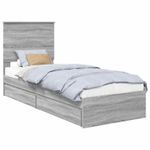 Casa si Gradina - Mobilier - Paturi si accesorii - Paturi - Pat cu storage cu sertar Gri Sonoma 75 x 190 cm Lemn compozit - Infinity.ro