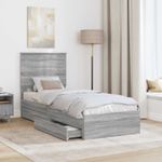 Casa si Gradina - Mobilier - Paturi si accesorii - Paturi - Pat cu storage cu sertar Gri Sonoma 75 x 190 cm Lemn compozit - Infinity.ro