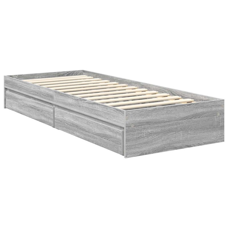 Casa si Gradina - Mobilier - Paturi si accesorii - Paturi - Pat cu storage cu sertar Gri Sonoma 75 x 190 cm Lemn compozit - Infinity.ro
