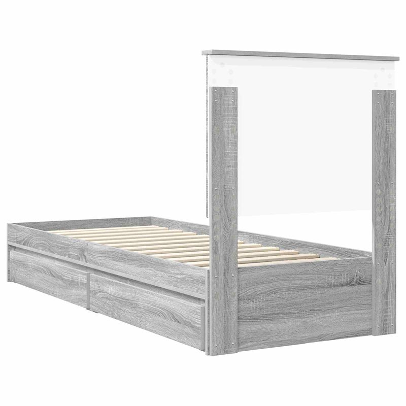 Casa si Gradina - Mobilier - Paturi si accesorii - Paturi - Pat cu storage cu sertar Gri Sonoma 75 x 190 cm Lemn compozit - Infinity.ro