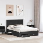 Casa si Gradina - Mobilier - Paturi si accesorii - Paturi - Cadru de pat cu headboard Negru 135 x 190 cm Lemn compozit - Infinity.ro