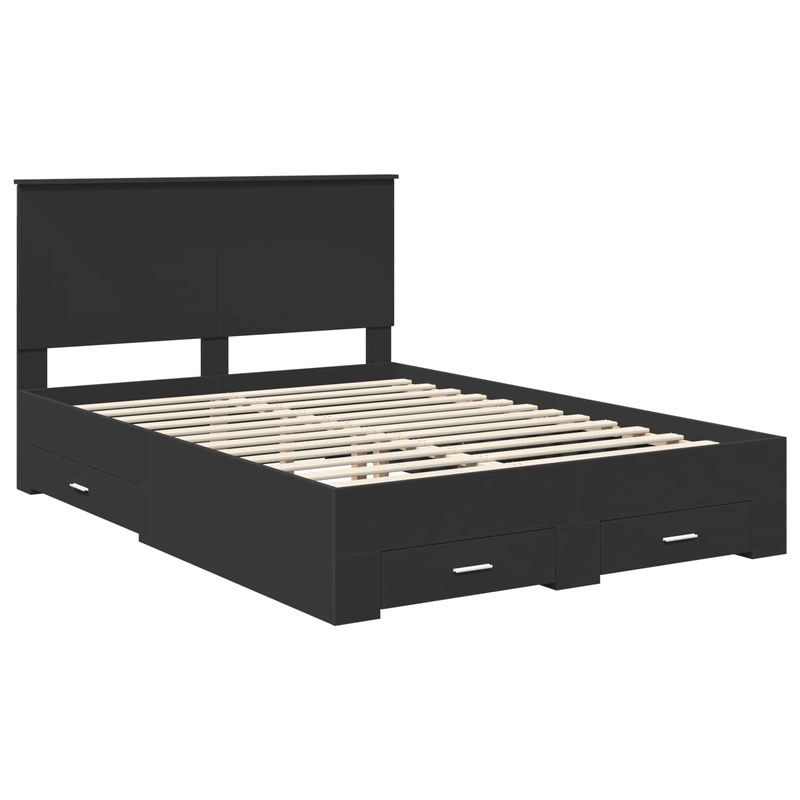 Casa si Gradina - Mobilier - Paturi si accesorii - Paturi - Cadru de pat cu headboard Negru 135 x 190 cm Lemn compozit - Infinity.ro