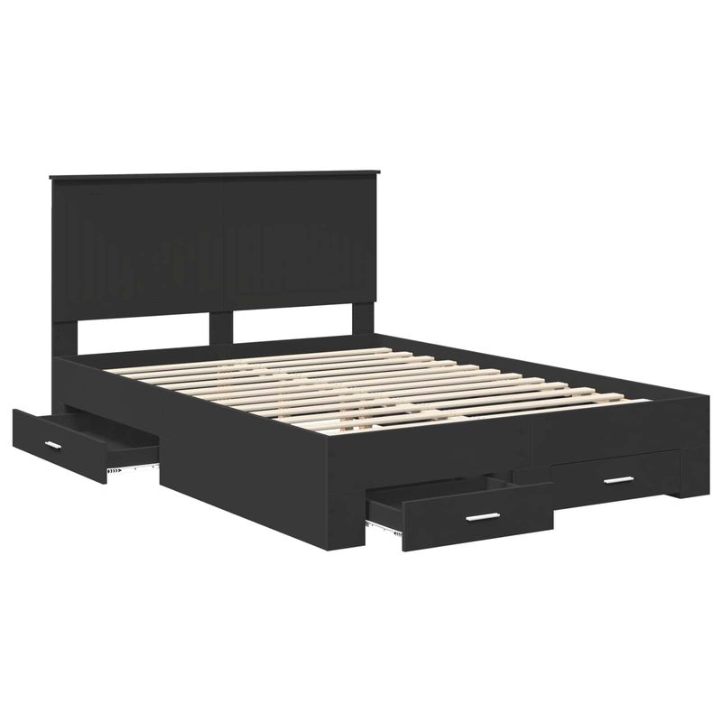 Casa si Gradina - Mobilier - Paturi si accesorii - Paturi - Cadru de pat cu headboard Negru 135 x 190 cm Lemn compozit - Infinity.ro
