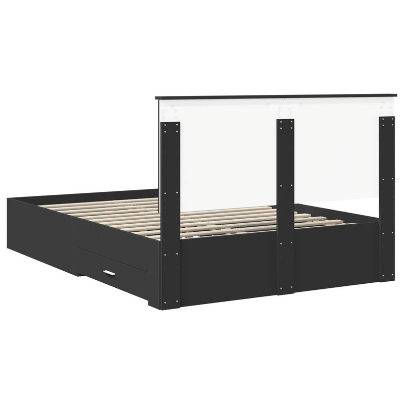 Casa si Gradina - Mobilier - Paturi si accesorii - Paturi - Cadru de pat cu headboard Negru 135 x 190 cm Lemn compozit - Infinity.ro