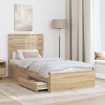 Casa si Gradina - Mobilier - Paturi si accesorii - Paturi - Cadru de pat cu sertar cu headboard cu depozitare Lemn compozit - Infinity.ro