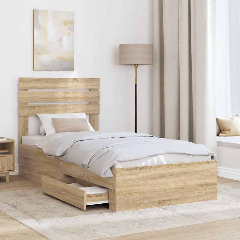 Casa si Gradina - Mobilier - Paturi si accesorii - Paturi - Cadru de pat cu sertar cu headboard cu depozitare Lemn compozit - Infinity.ro