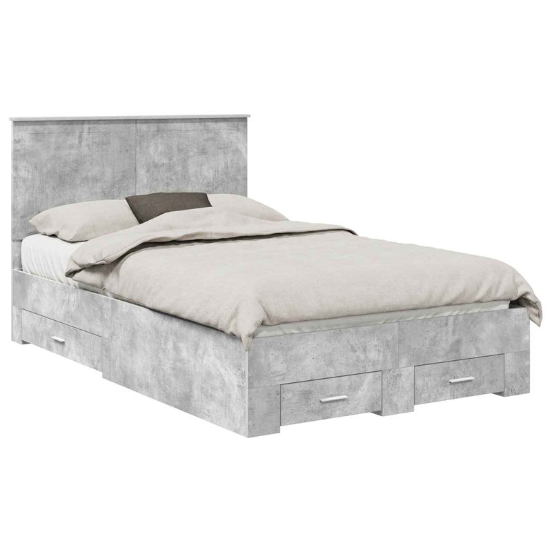 Casa si Gradina - Mobilier - Paturi si accesorii - Paturi - Cadru de pat cu sertar Gri din beton 120 x 200 cm Lemn compozit - Infinity.ro