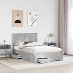 Casa si Gradina - Mobilier - Paturi si accesorii - Paturi - Cadru de pat cu sertar Gri din beton 120 x 200 cm Lemn compozit - Infinity.ro