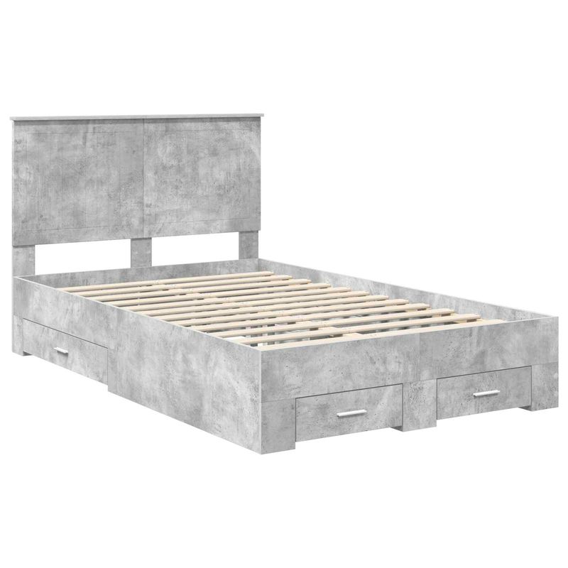 Casa si Gradina - Mobilier - Paturi si accesorii - Paturi - Cadru de pat cu sertar Gri din beton 120 x 200 cm Lemn compozit - Infinity.ro