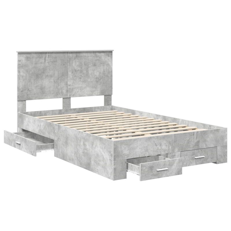 Casa si Gradina - Mobilier - Paturi si accesorii - Paturi - Cadru de pat cu sertar Gri din beton 120 x 200 cm Lemn compozit - Infinity.ro